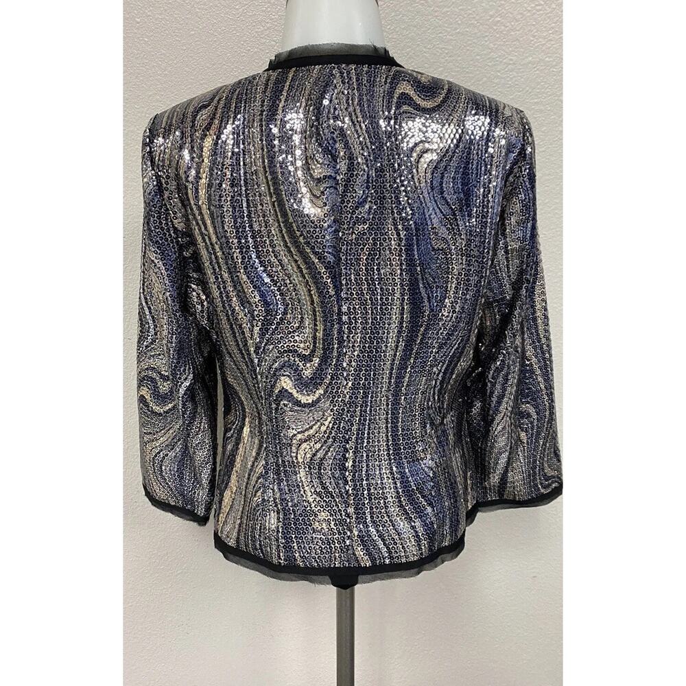 CACHE Silver Black Sequin Jacket Medium NWT $188 … - image 2